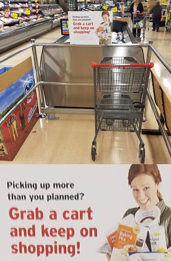 7. Один из супермаркетов установил внутри магазина еще одну зону с тележками на случай, если вы недооценили свою мощь и набрали слишком много вещей