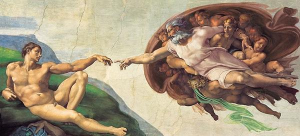 4. Dünyaca ünlü ressam Michelangelo’nun ‘Adem’in Yaratılışı’ eserinde Tanrı figürünün içinden çıktığı cisim incelendiğinde beyne benzediği keşfedildi. Çağdaşlarıyla birlikte insan vücudunu incelemek amacıyla kadavralarla çalışan ünlü ressamın verdiği mesaj sırrını yüz yıllardır koruyor.