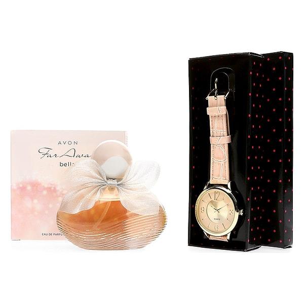 8. Bu anneler gününde, anneme tek hediye değil çift hediye vermek istiyorum diyenler için: Avon 2'li parfüm ve saat seti!