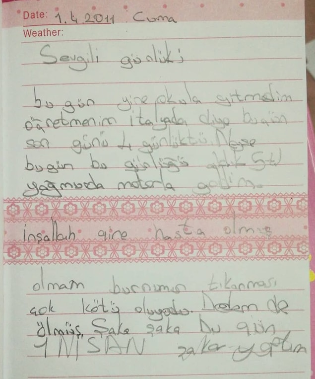 8. Günlüğe 1 Nisan şakası yapmak...