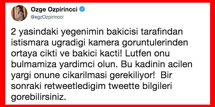 Özge Özpirinççi'nin Yeğeni Bakıcısı Tarafından Şiddet Gördü, Ünlü Oyuncu Sosyal Medyadan Çağrı Yaptı: Kaçan Bakıcı Aranıyor!