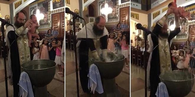 Yeni Doğan Bebeği Vaftiz Töreninde Öldüresiye Suya Daldırıp Çıkaran Din Adamı