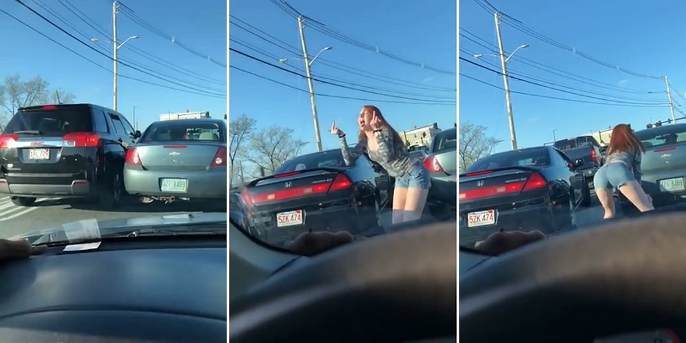 Trafikte Tartıştığı Adama Twerk Dansı Yaparak Cevap Veren Kadın