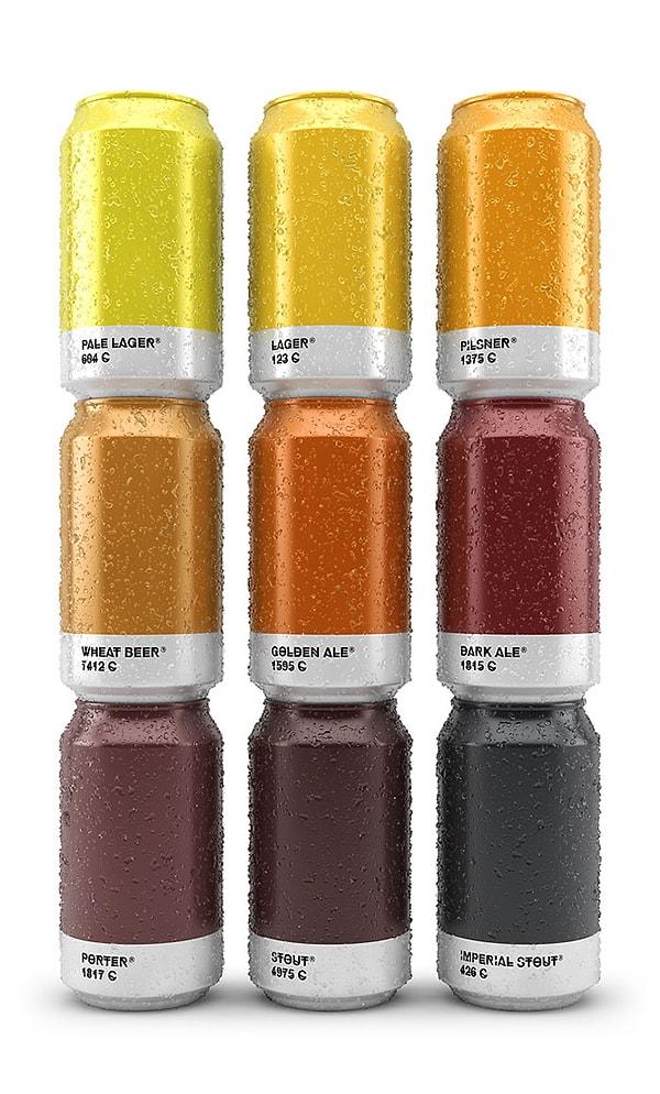 2. Bu harika tasarlanmış bira kutuları ise, içerisindeki biranın mayasına göre renklendirilmiş.