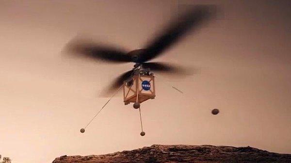 Mars'ın atmosferi dünyadan 100 kat daha ince olduğu için helikopterin havada kalabilmesi için pervanelerin 10 kat daha hızlı dönmesi gerekecek.