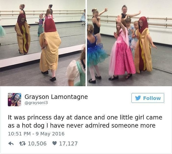 10. Когда все вырядились принцессами, нет ничего круче, чем прийти в костюме хот-дога!