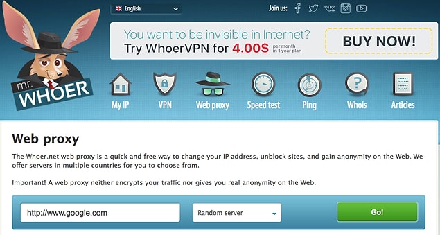 16. Whoer Web Proxy