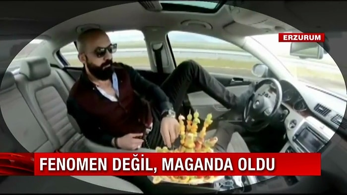 Ayağıyla Direksiyonu Kontrol Edip Meyve Tabağında Keyif Yapan Trafik Magandası