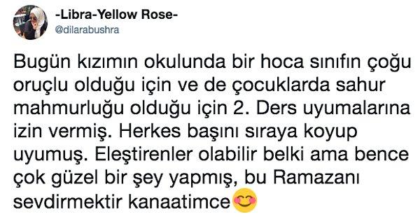 1. -Libra-Yellow-Rose- isimli Twitter kullanıcısı oruç tutan kızının okula gittiğini yazdı.