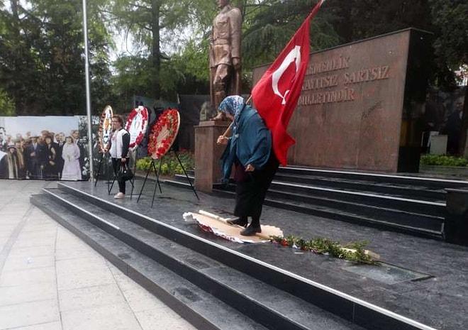 Çorlu'da Bir Garip Tepki: Atatürk Büstüne Bırakılan CHP ve HDP Çelenkleri Parçalandı