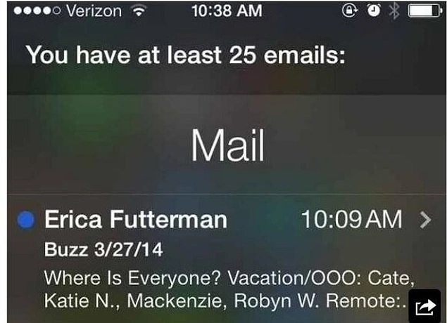 Siri'ye maillerinizi yüksek sesle okutabilirsiniz.
