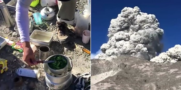 Merapi Dağı'nın Eteğinde Piknik Yapanlara Tepesi Atan Yanardağı