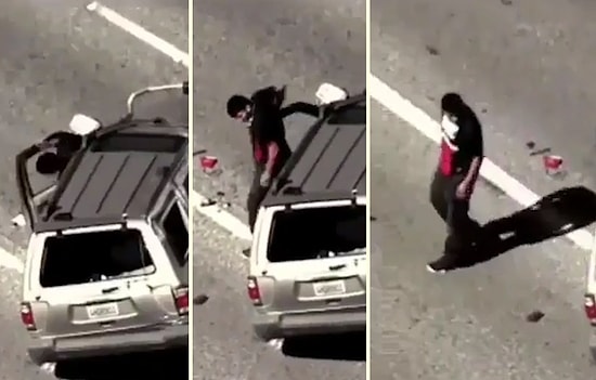 Takla Atan Aracın İçinden Cool Bir Şekilde İnen Sülalesi Rahat Adam