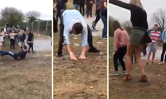 Çamurda Kayıp Düşen İnsanlara Ritm Tutarak Keyiften Dört Köşe Olan Goygoycu Tayfa