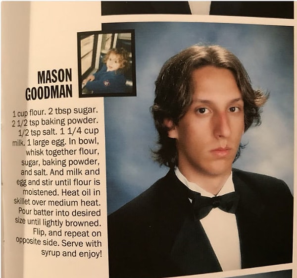 10. Выпускной цитатой этого парня стал рецепт оладушек