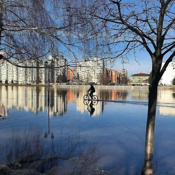 11. Говорят, что вера может горы двигать. Иисус со святым Петром только ходили по воде, но этот парень сумел даже проехаться по ней на велосипеде!