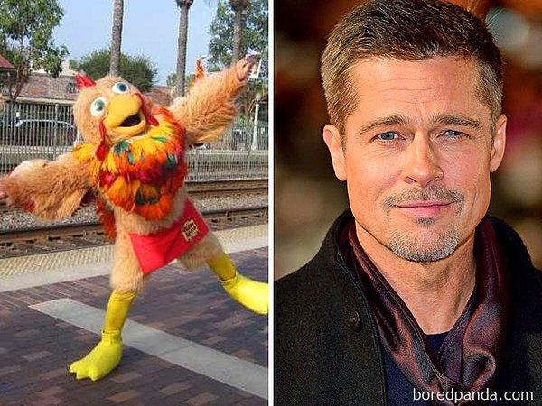 9. Brad Pitt, Hollywood'daki El Pollo Loco restoranın maskotu tavuk olarak çalıştı.