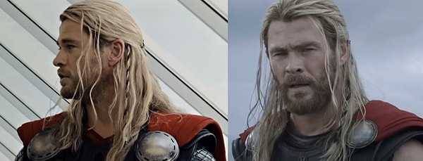 5. В фильмах "Мстители: Эра Альтрона (2015)" и части фильма "Тор: Рагнарек (2017)", Тор носит прядь из волос Локи, потому что тогда он думал, то Локи мёртв.