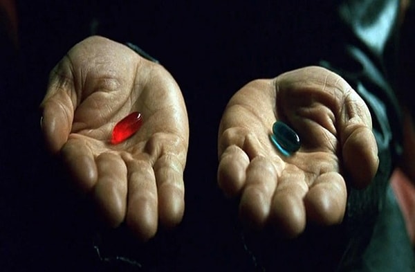 2. Капсулу какого цвета должен был выбрать тот, кто хотел увидеть реальный мир?