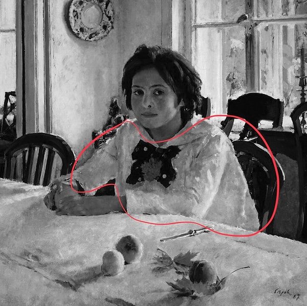 1. Первый вопрос для разогрева: какого цвета платье у девочки на картине Валентина Серова «Девочка с персиками»?