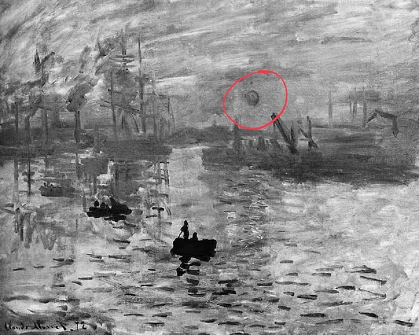 4. Клод Моне. «Впечатление. Восходящее солнце». А какого цвета само солнце?