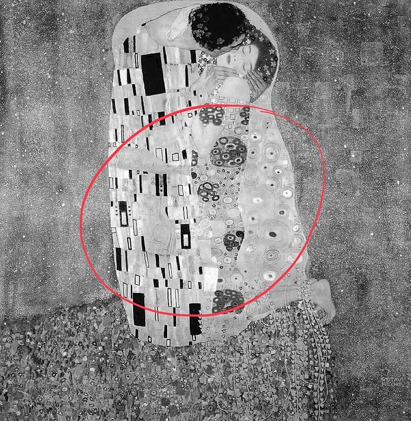 9. Какой цвет преобладает в центре картины Густава Климта «Поцелуй»?