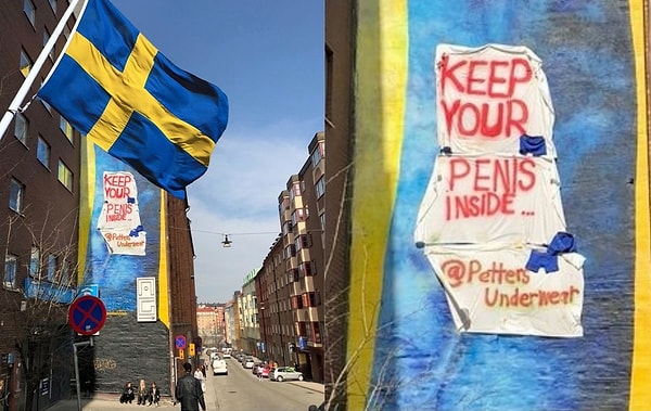 7. Жителям одного из шведских домов выпала честь стать частью арт-проекта, посвященного теме пола и человеческого тела. О том, что произведение искусства будет представлять собой огромный голубой пенис, нарисованный на стене здания, они узнали уже после того, как граффити было завершено