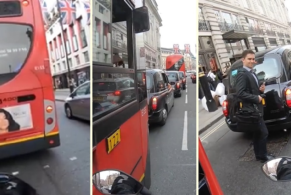 Motosikletlinin Yayaya Çarpmasını Engelleyen Otobüs Şoförü