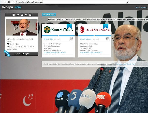 Temel Karamollaoğlu Cumhurbaşkanlığı seçimi hesap numaraları