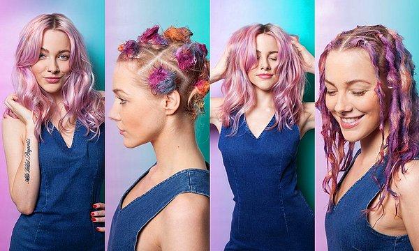 Saç rengi uzmanı Rickey Zito'nun aklına gelen bu trend kıyafetlere uygulanan şekilde saçlara da uygulanıyor.