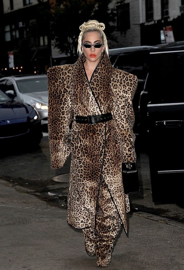 Потом, в ту же ночь, она вышла в свет в этом широкоплечем леопардовом костюме!
