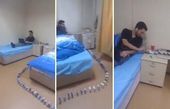 Sigara Paketlerini Domino Taşı Gibi Dizen Gençlerden Yurt Odasında Sigara Alışverişi