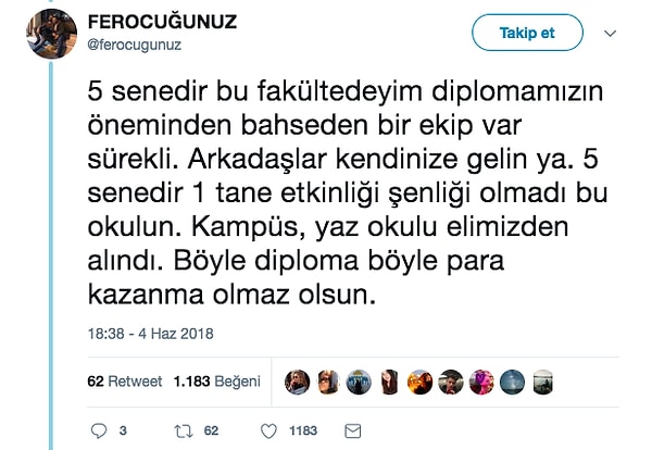 Twitter'da ferocugunuz adlı kullanıcı üniversite sınavları hakkında bir noktaya parmak bastı ve hepimizin duygularına tercüman oldu.