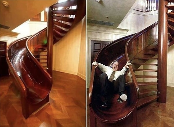 10. Лестница со ступенями и горкой!