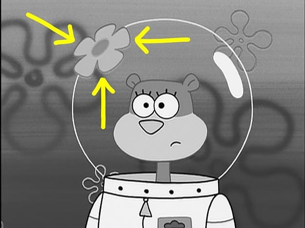 4. А цветок на скафандре у Сэнди?