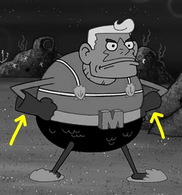 8. Какого цвета перчатки Морского Супермена?