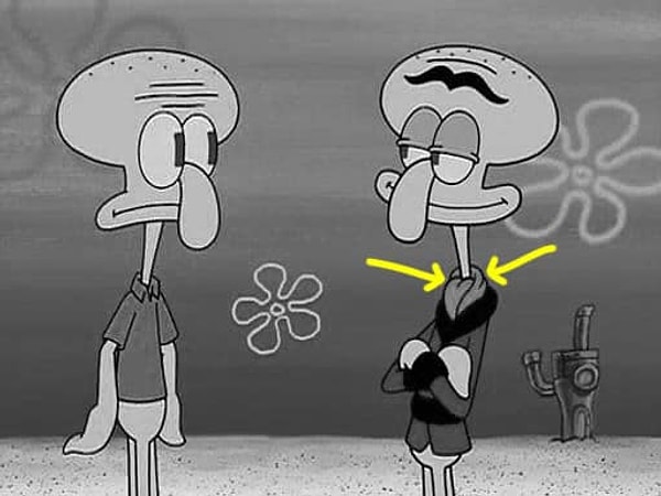 11. А какого цвета шарф кузена Сквидварда - Сквильяма?