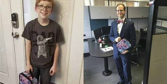 Парня высмеивали за ланчбокс с котятами, и его дядя доказал всем, что мужчина может носить обед в том, в чем хочет