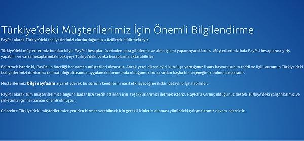 PayPal Türkiye'den çekilme kararını böyle duyurmuştu 👇