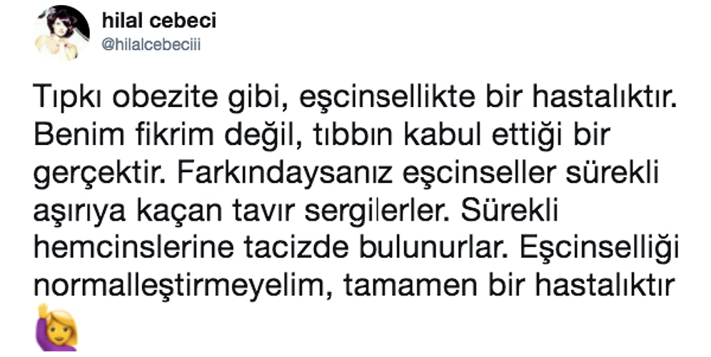 Bilgileriyle Aydınlatan Hilal Cebeci "Eş Cinsellik Bir Hastalıktır" Dedi, Ünlülerden Büyük Tepki Gördü!