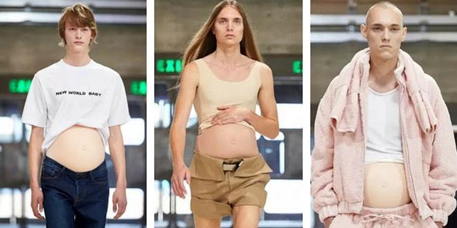 Londra Moda Haftası'nda Erkek Modellerin Hamile Karınlarıyla Podyuma Çıktığı Tuhaf Defile