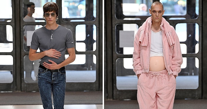 Поудивляться: Странное дефиле в Лондоне с "беременными" моделями мужского пола