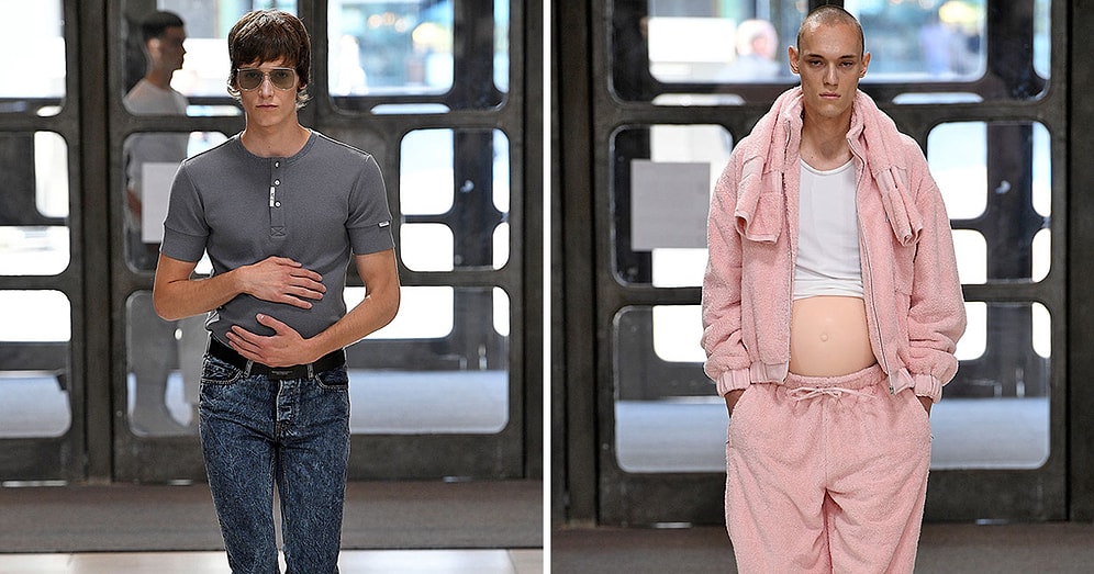 Поудивляться: Странное дефиле в Лондоне с "беременными" моделями мужского пола