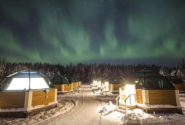 1. Arctic Snow Hotel'de Aurora (Kutup Işıkları) alarmı - Rovaniemi, Finlandiya