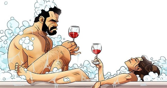 Художник продолжает радовать забавными иллюстрациями о своей весёлой жизни с супругой