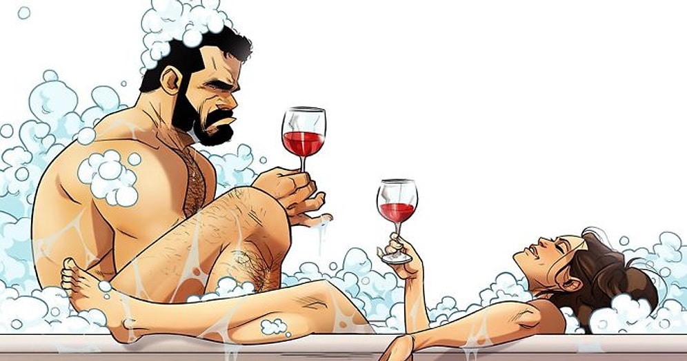 Художник продолжает радовать забавными иллюстрациями о своей весёлой жизни с супругой