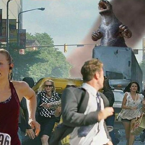 Godzilla'dan kaçanlar arasında!