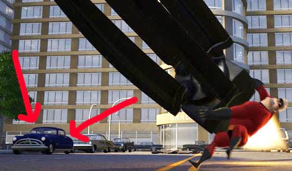 4. Дока Хадсона из "Тачек" (2006) так же можно заметить в одной из сцен "Суперсемейки" (2004).