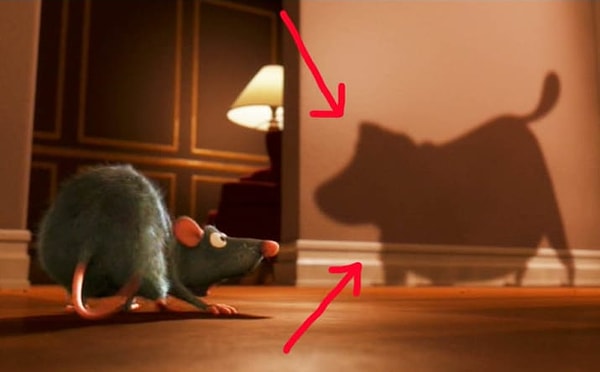 5. В "Рататуе" (2007) можно увидеть тень Дага из мультика "Вверх", который вышел на экраны в 2009 году.