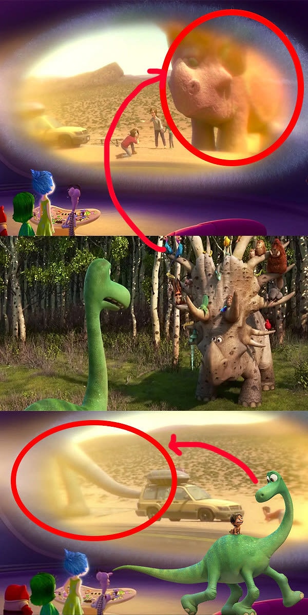 12. Еще намеки на "Хорошего динозавра" можно заметить в мультфильме "Головоломка", который вышел на пять месяцев раньше.